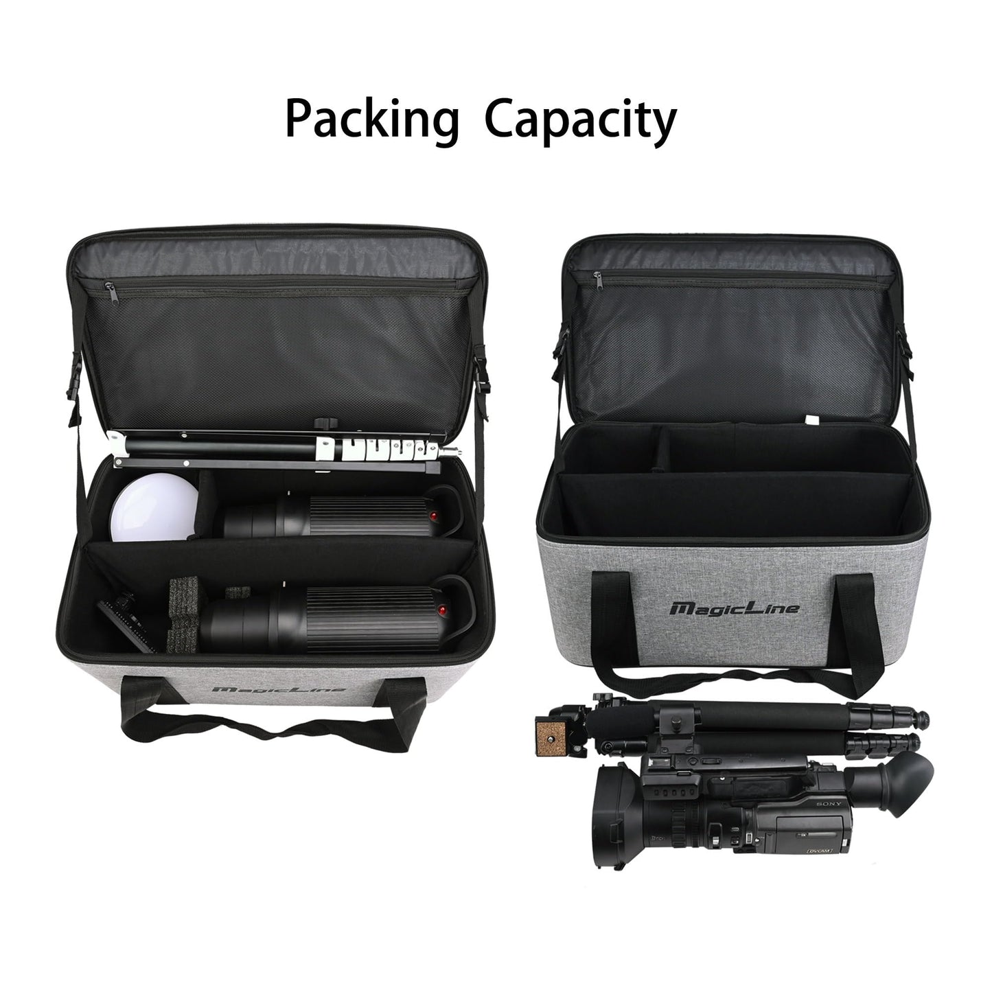 MagicLine Portable Photo Studio Equipment Bag 21.7"x12.6"x10.6",Semi Rigid Sturdy Camera Carrying Case for Studio Strobe Flash Monolight