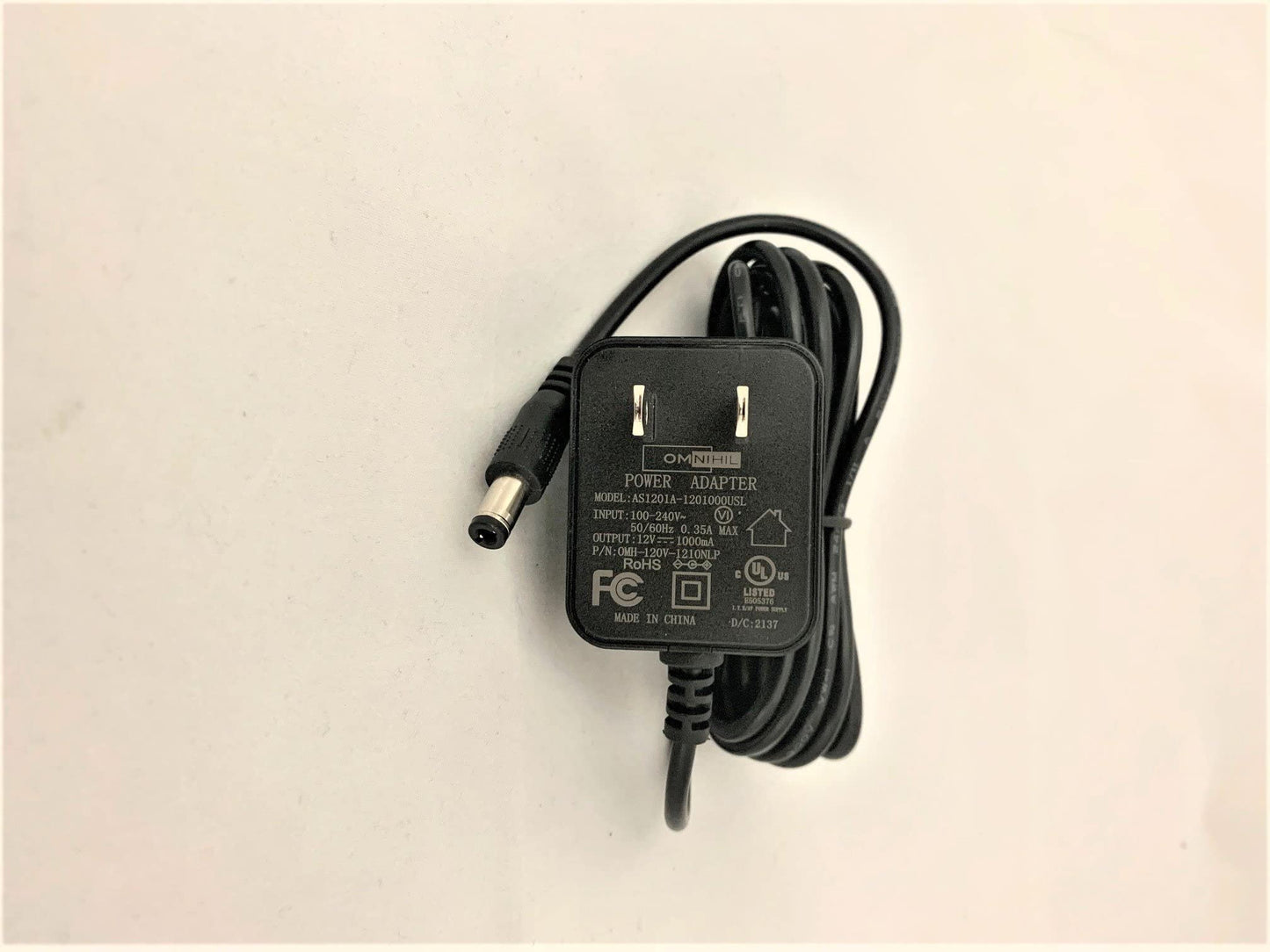 OMNIHIL 8 Feet AC/DC Power Adapter 12V 1A (1000mA) 5.5x2.5millimeters Compatible with Asian Power Devices PN AREP05520 Model No…