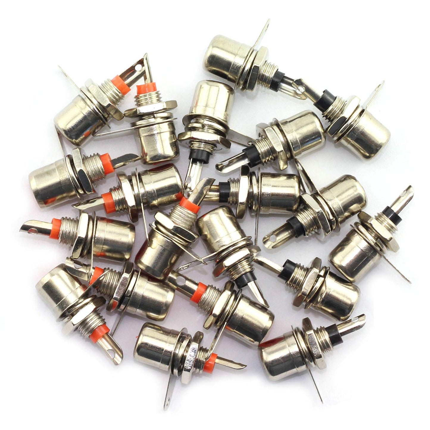 RuiLing 20PCS Nickel Plated RCA Phono Chassis Panel Mount Female Socket Adapter (10PCS Black + 10PCS Red)