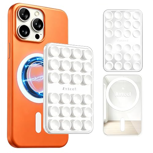 Anteel Magnetic Suction Cup Phone Case Mount with Built-in Mirror, Magnetic Back with Additional Mirror Effect, Thickened and Enhanced Suction Power
