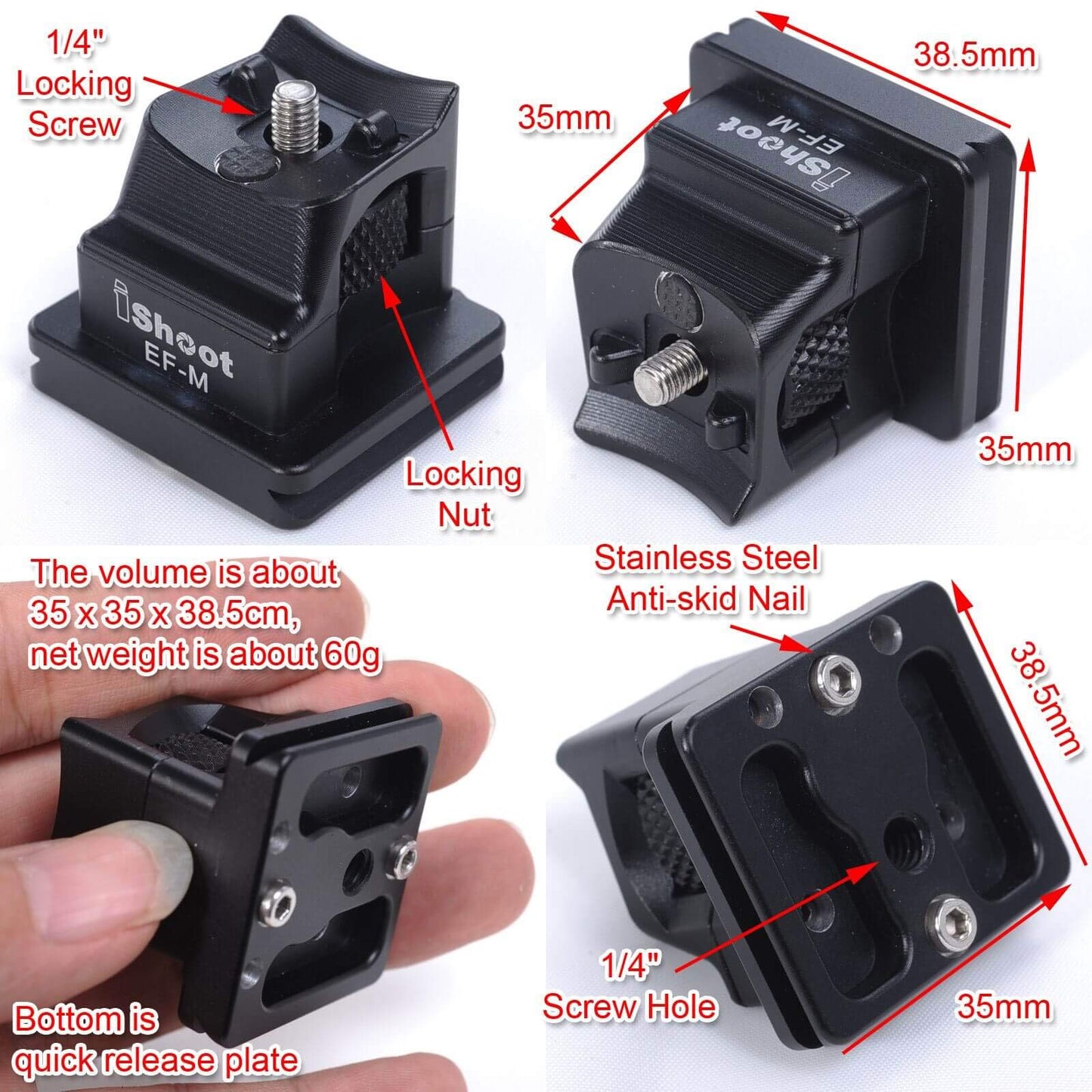 iShoot Tripod Mount Ring Base Lens Collar Foot Replacement Stand for Canon EF-EOS M Camera EOS-M EF-S Lens Mount Adapter Ring, Bottom is Quick Release