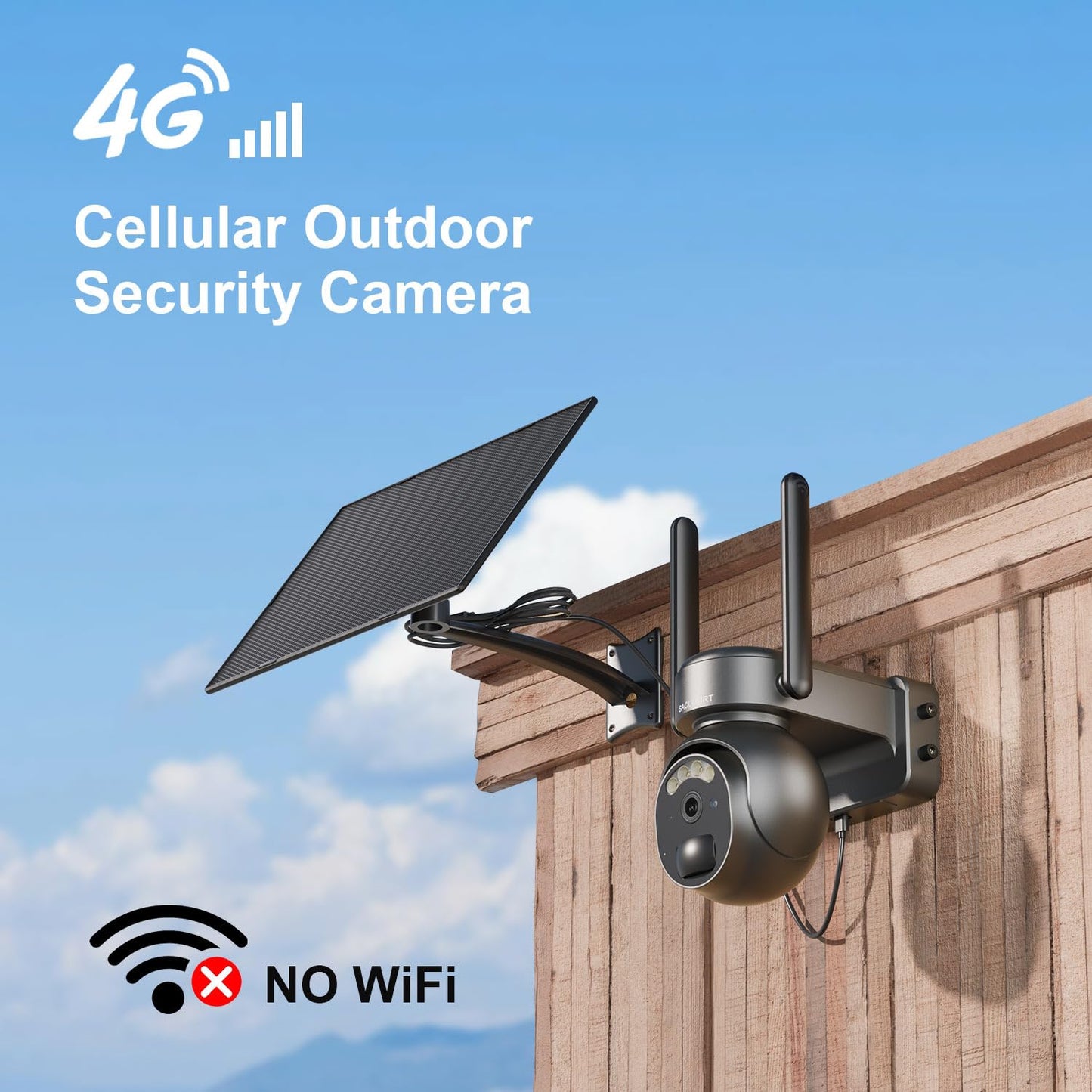 SACUMURT No WiFi Security Cameras Wireless Outdoor, Solar Camera Outdoor Wireless, 2K HD Video Cameras, Human Motion Sensor, 360 PTZ, Color Night