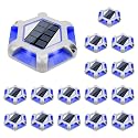 VOLISUN Solar Dock Lights, 16-Pack Waterproof Outdoor LED Aluminum Dock Lighting Warning Step Lights for Driveway (Blue+White, 2 Colors in 1), Auto