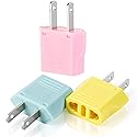 Bates- European to US Plug Adapter, 3 Pack, Colorful, Plug Adapter Europe to USA