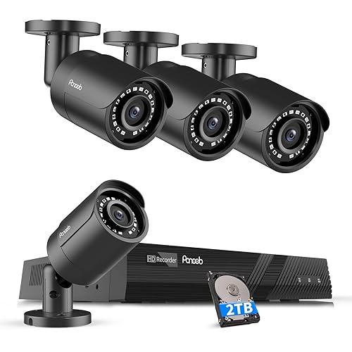 PANOOB 4K Security Camera System PoE, 4X 8MP Wired Home Bullet IP PoE Cameras with Mic, AI Human Vehicle Detection, 100ft IR Night Vision, 4K 8