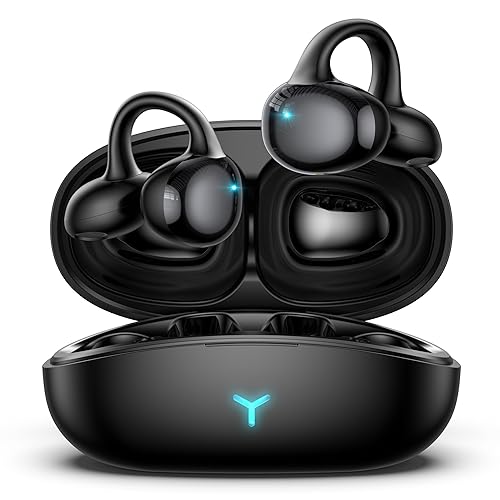 Cemobene Earbuds Wireless Bluetooth 5.4 Open Ear Clip Headphones with Mic, 55H Play, IPX5 Waterproof Sports Earphones, Noise Cancelling Mic…