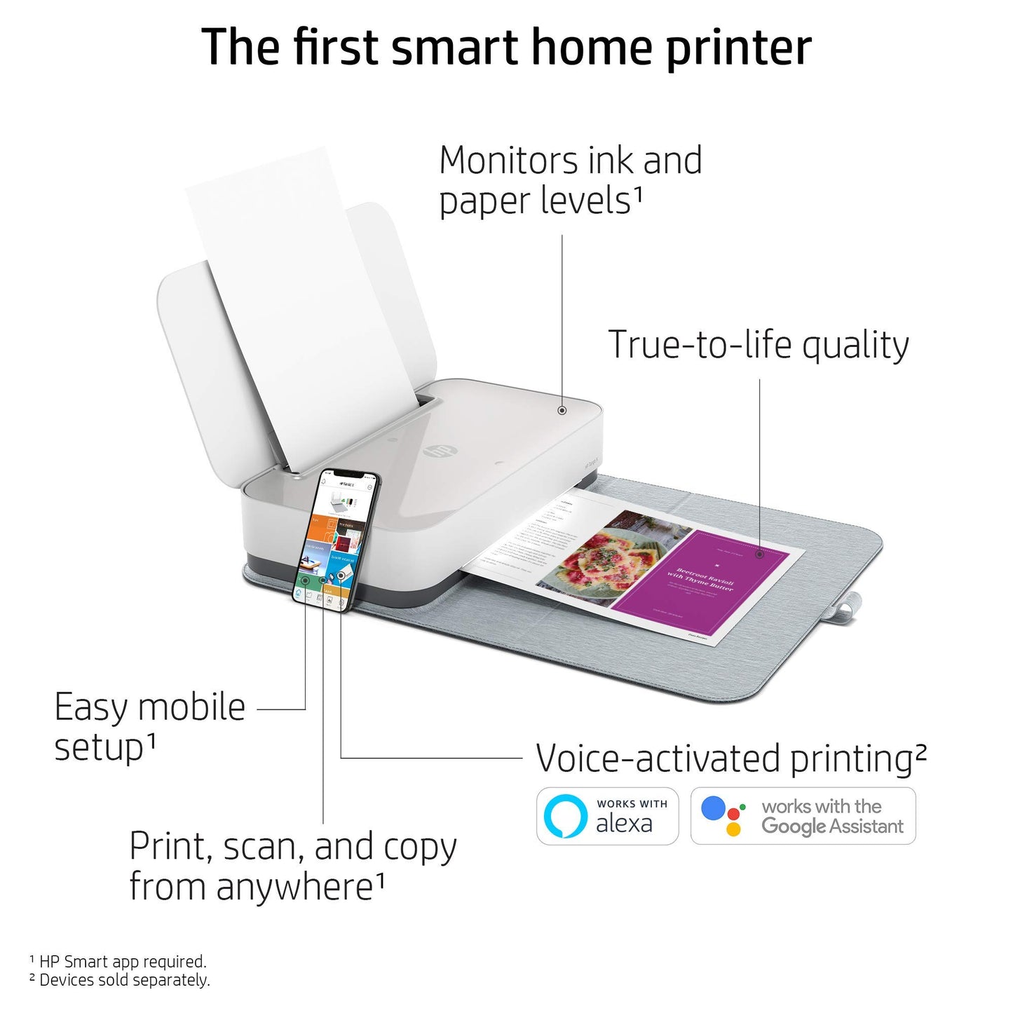 HP Tango X Smart Home Printer w/ Indigo Linen cover - All-in-One Inkjet Wireless Computer Mobile Printer, Scanner, Copier, Instant Ink Ready