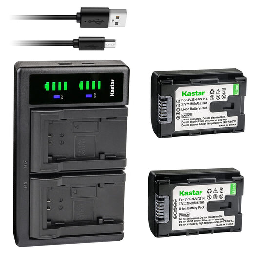 Kastar 2-Pack Battery and LTD2 USB Charger Replacement for JVC LY37166-002B, LY37166-002C, Everio GZ-E10, Everio GZ-E100, Everio GZ-E180, Everio