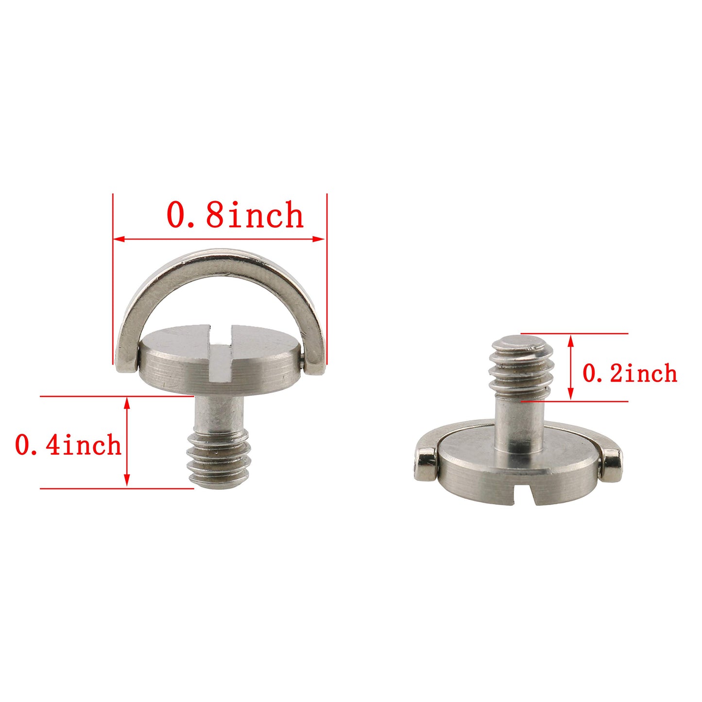 HJ Garden 2pcs 1/4-20 Thread D-Ring Stainless Steel Camera Fixing Screws for Camera Tripod Monopod QR Plate,D Shaft Quick Release Plate Mounting Screw