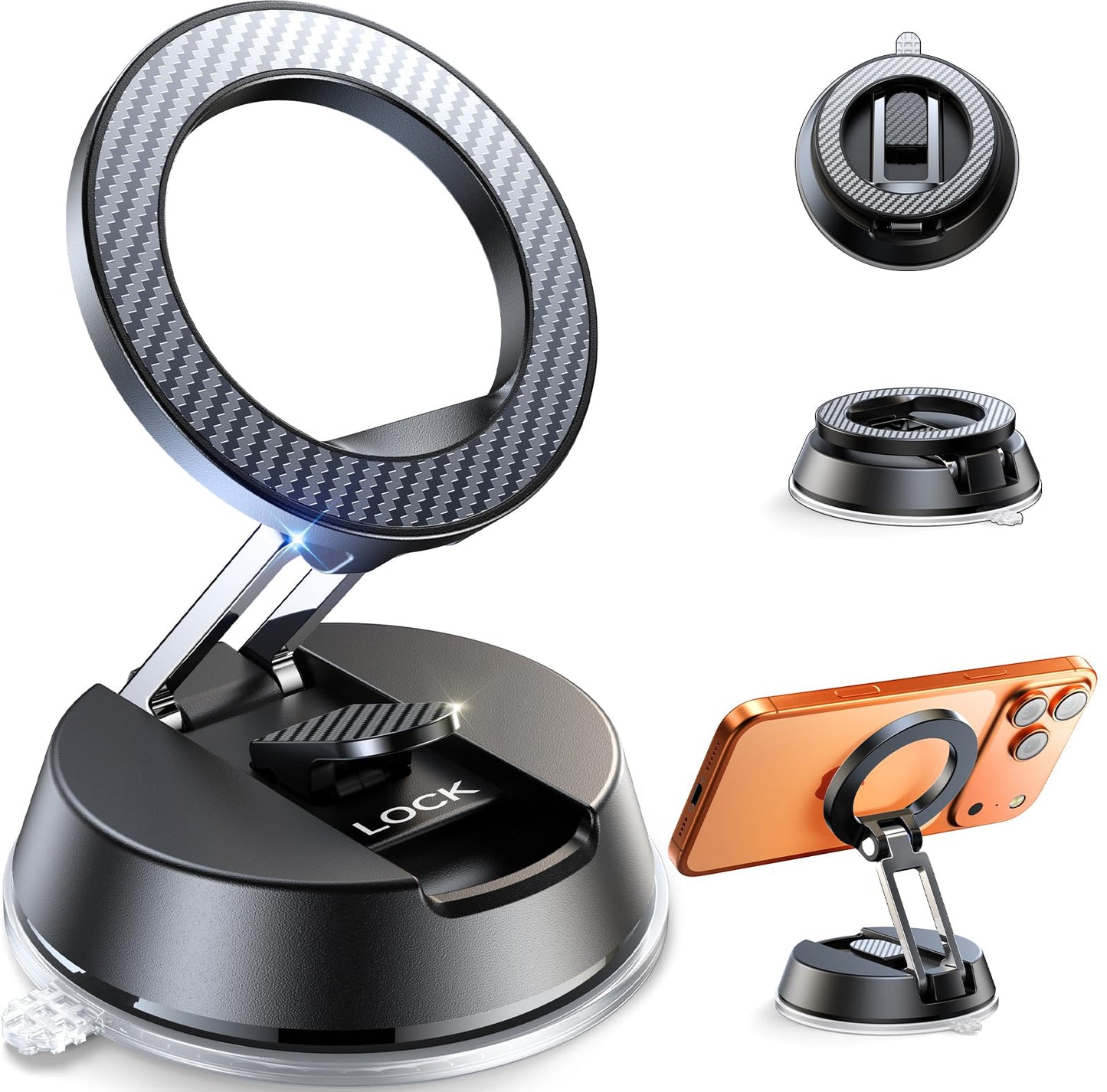 ACMEZING NeverFall Car Phone Holder for MagSafe [78+LBS Ultra Grip | 2400gf Magnetic Power] 360° Foldable Car Mount Cell Phone Holders for Your Car