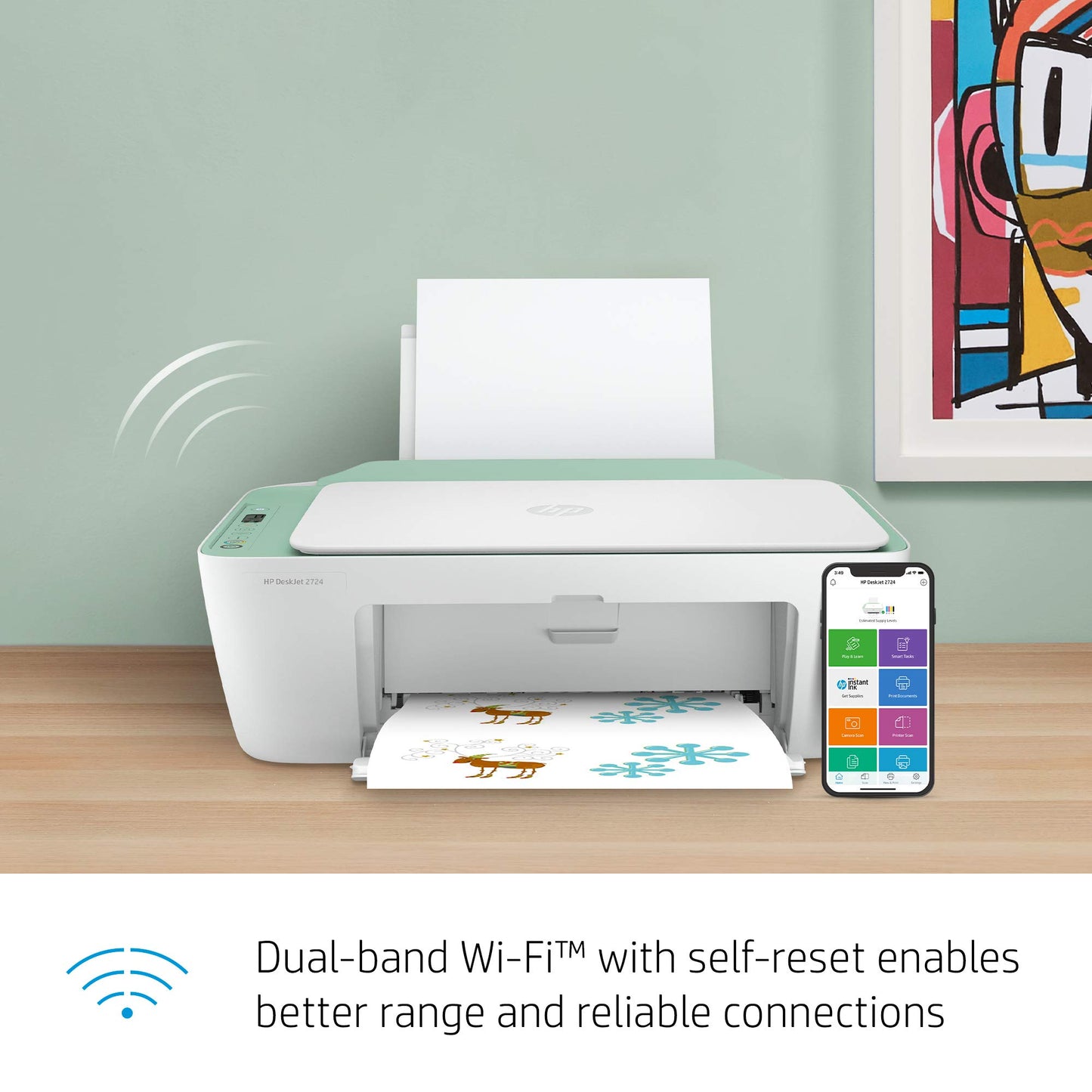 HP DeskJet 2724 Wireless All-in-One Printer, Mobile Print, Scan & Copy, Includes 4 Months of Ink Delivered, Compatible with Alexa (7HC64A)