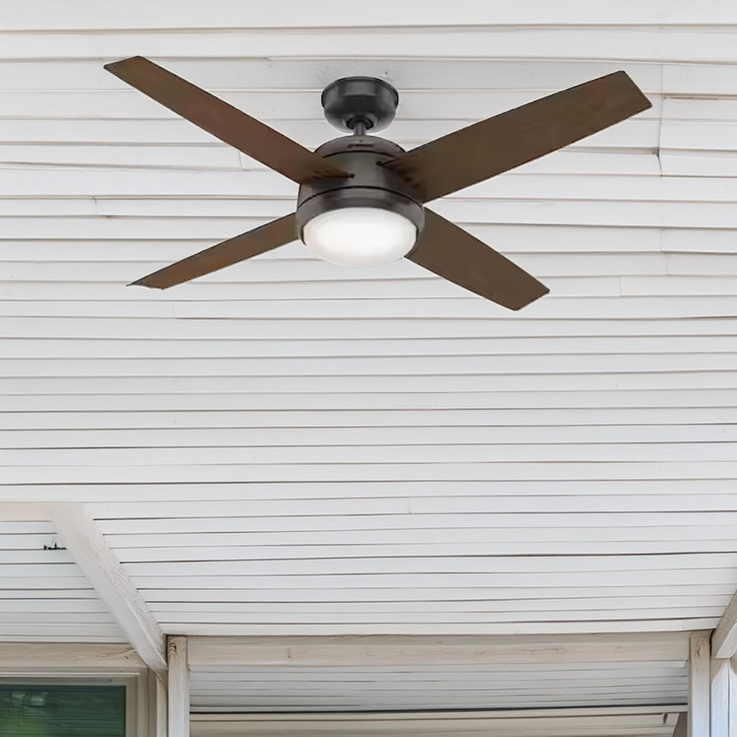 Hunter Fan 52 inch Ceiling Fan with Light, Outdoor or Indoor Noble Bronze Ceiling Fan for Porch, Living Room, Office, Kitchen, Garage, 4 Blades