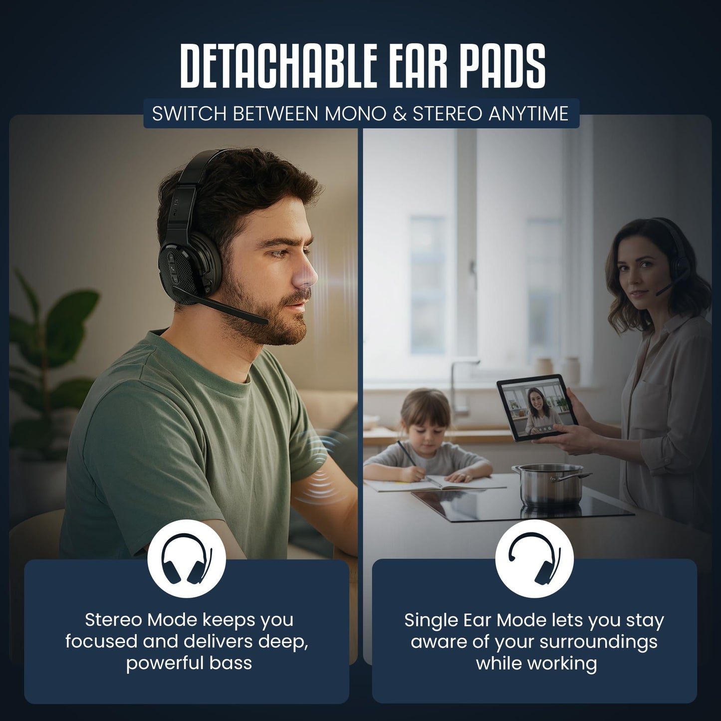 Philips Trucker Bluetooth Headset, Wireless Headset with Noise-Canceling Microphone, 2-in-One Convertible Mono & Stereo Design Headphones, All Day…