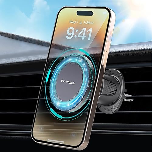 PTz Worlds Magnetic Phone Holder for Car - Metal Hook, Compatible with iPhone, Easy Installation, Secure Hold, 360 Rotation, 20-Day Satisfaction