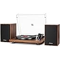 FEKTIK Vinyl Record Player with Magnetic Cartridge,High Fidelity Belt Drive Turntable with Built-in Speakers, Bluetooth Playback and Aux-in