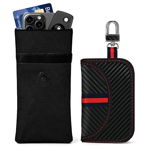 SIRUOO Go Dark Faraday Pouch for Key Fob and Phones, 2 Pack, Signal Blocking Faraday Bags, RFID Key Fob Protector for Anti-Tracking, Anti-Hacking,with