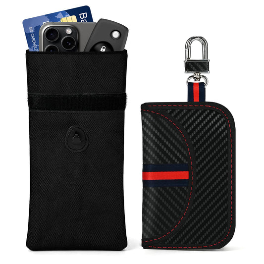 SIRUOO Go Dark Faraday Pouch for Key Fob and Phones, 2 Pack, Signal Blocking Faraday Bags, RFID Key Fob Protector for Anti-Tracking, Anti-Hacking,with