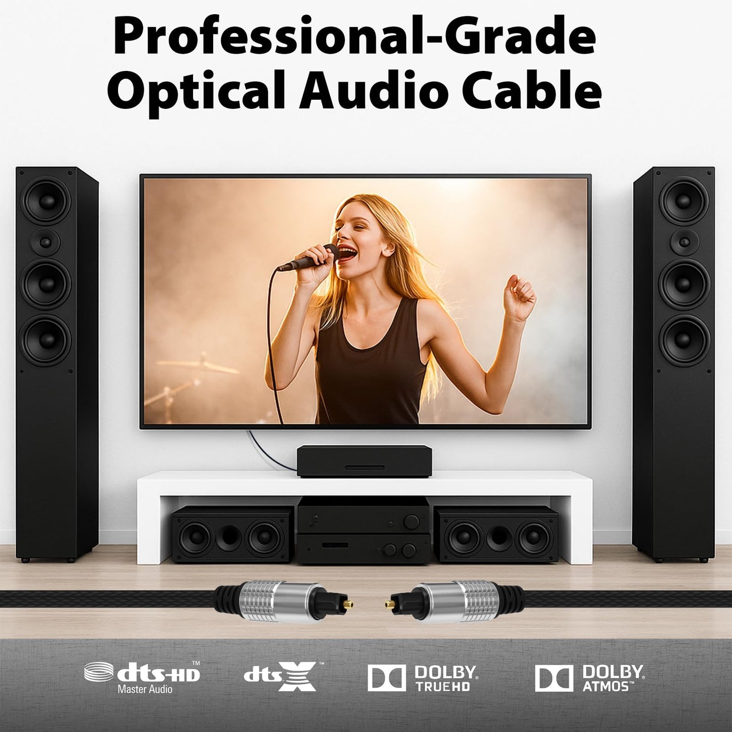 Cyberguys! Optical Audio Cable, Digital Optical Cable with Toslink Connectors, Braided Digital Audio Cables for Soundbar, TV, Receiver, Speaker, Xbox