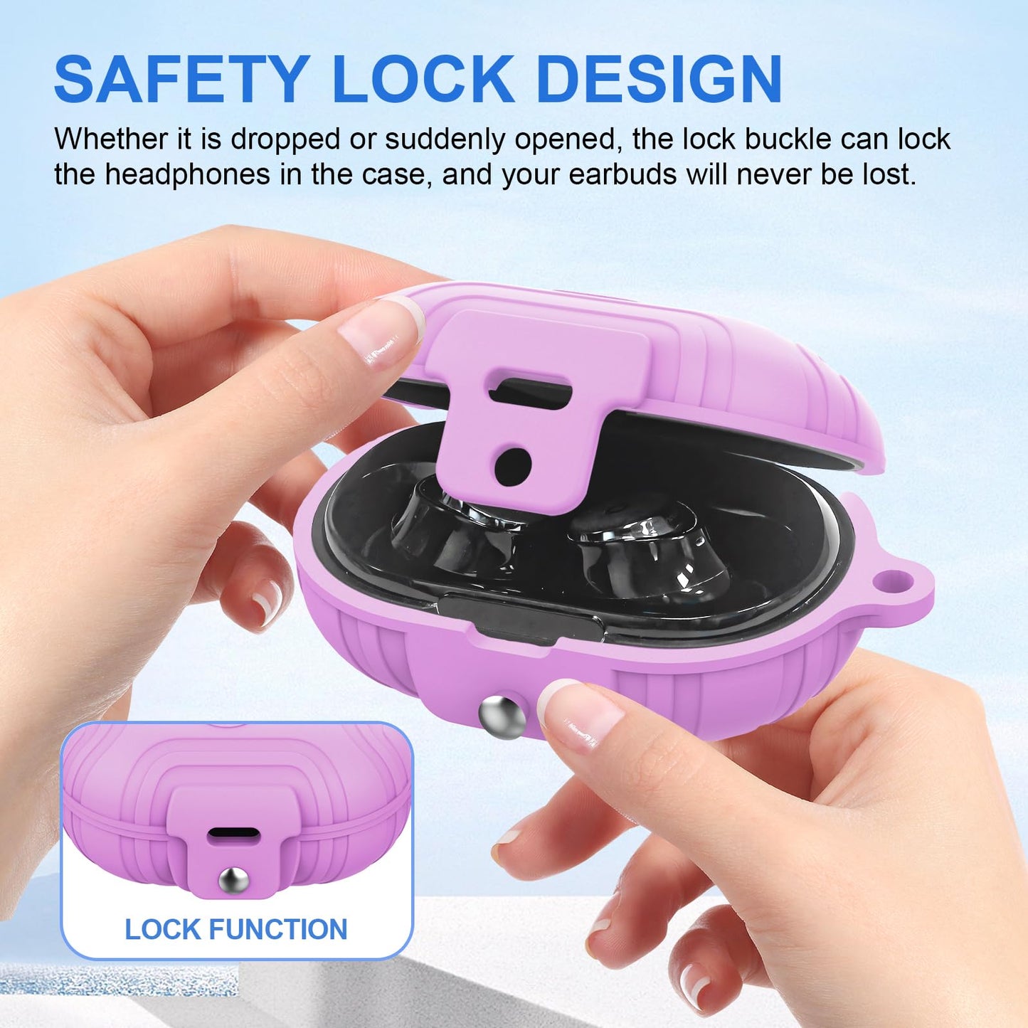 [Lock Buckle] Case Cover Compatible with Anker Soundcore Space A40, Soft Silicone Case for Soundcore Space A40, Shockproof Anti-Scratch Protective