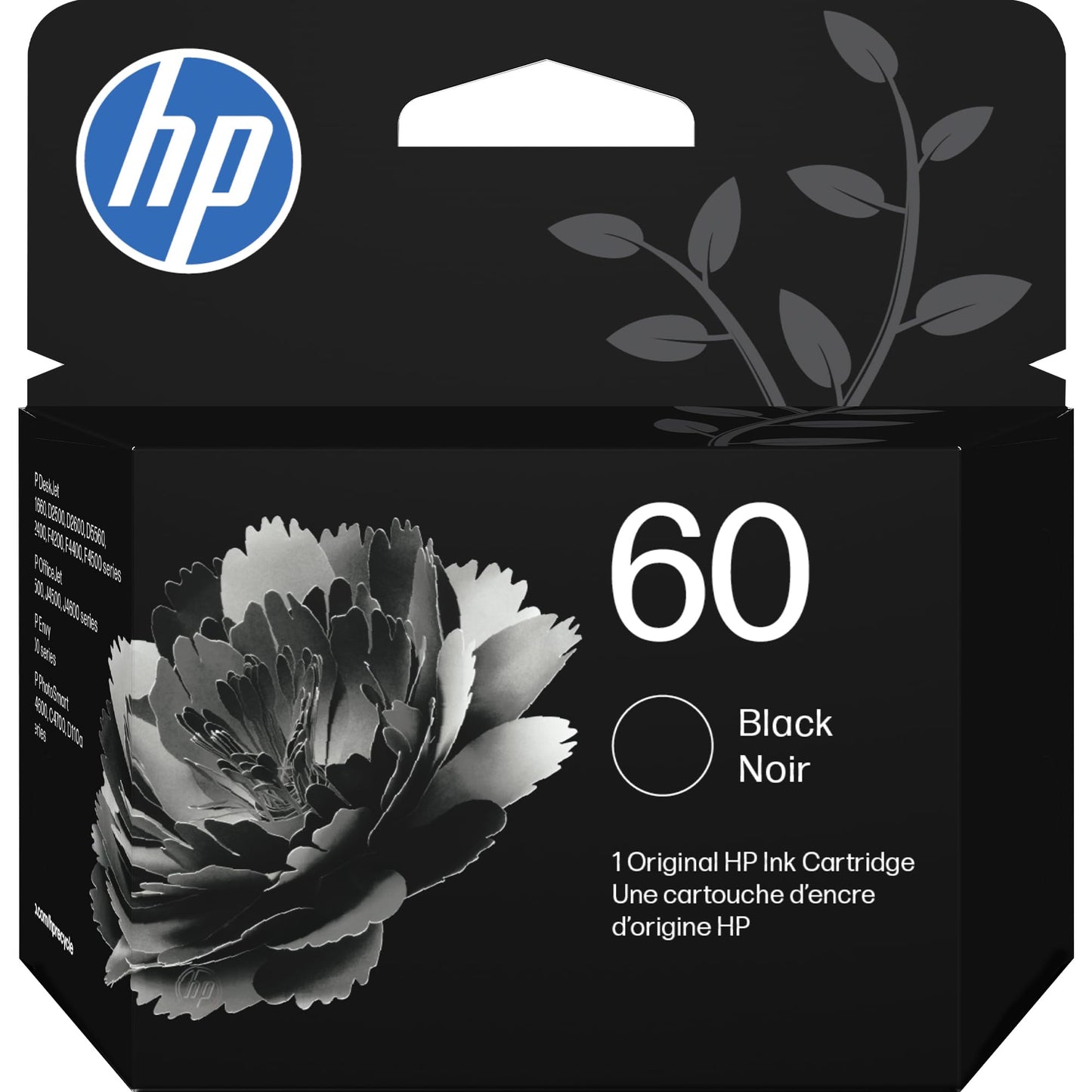 HP 60 Black Ink Cartridge | Works with DeskJet D1660, D2500, D2600, D5560, F2400, F4200, F4400, F4580, Envy 100, OfficeJet J4500, J4680, 4500