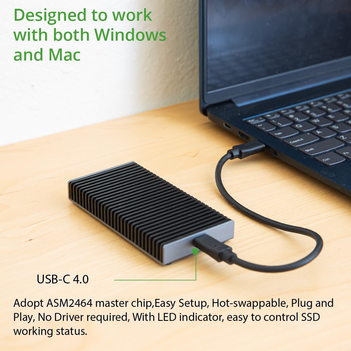 Portable NVMe USB4.0 (USB-C) SSD Ultra Fast External SSD Drive Aluminum Enclosure