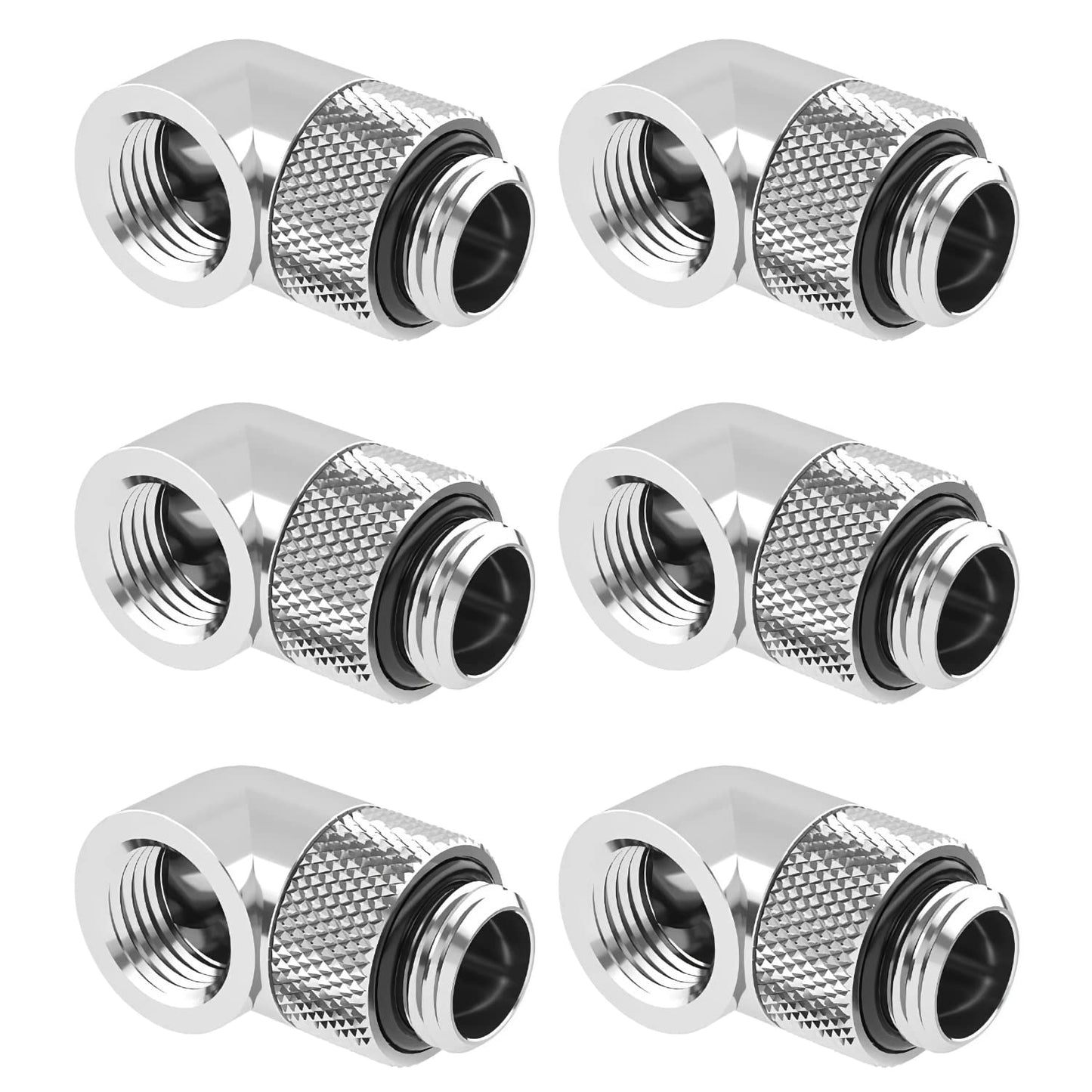 greenDracaena Dracaena.io 6 Pack G1/4" 90° Rotary 360° Swivel Fitting, Male to Female Extender Adapter for PC Water Cooling Loop, Computer Liquid