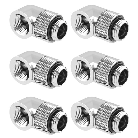 greenDracaena Dracaena.io 6 Pack G1/4" 90° Rotary 360° Swivel Fitting, Male to Female Extender Adapter for PC Water Cooling Loop, Computer Liquid