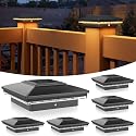 APONUO 4x4 Solar Post Cap Lights 6 Pack - IP65 Waterproof, 24 LED Warm White Solar Lights for 4x4 Wood/Vinyl Fence, Deck, Patio & Yard (Auto On/Off