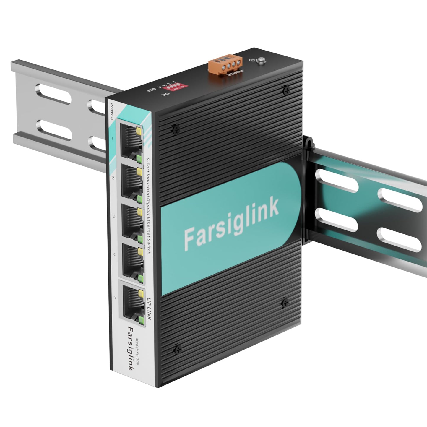 Industrial 5-Port Hardened Full Gigabit DIN-Rail Ethernet Switch