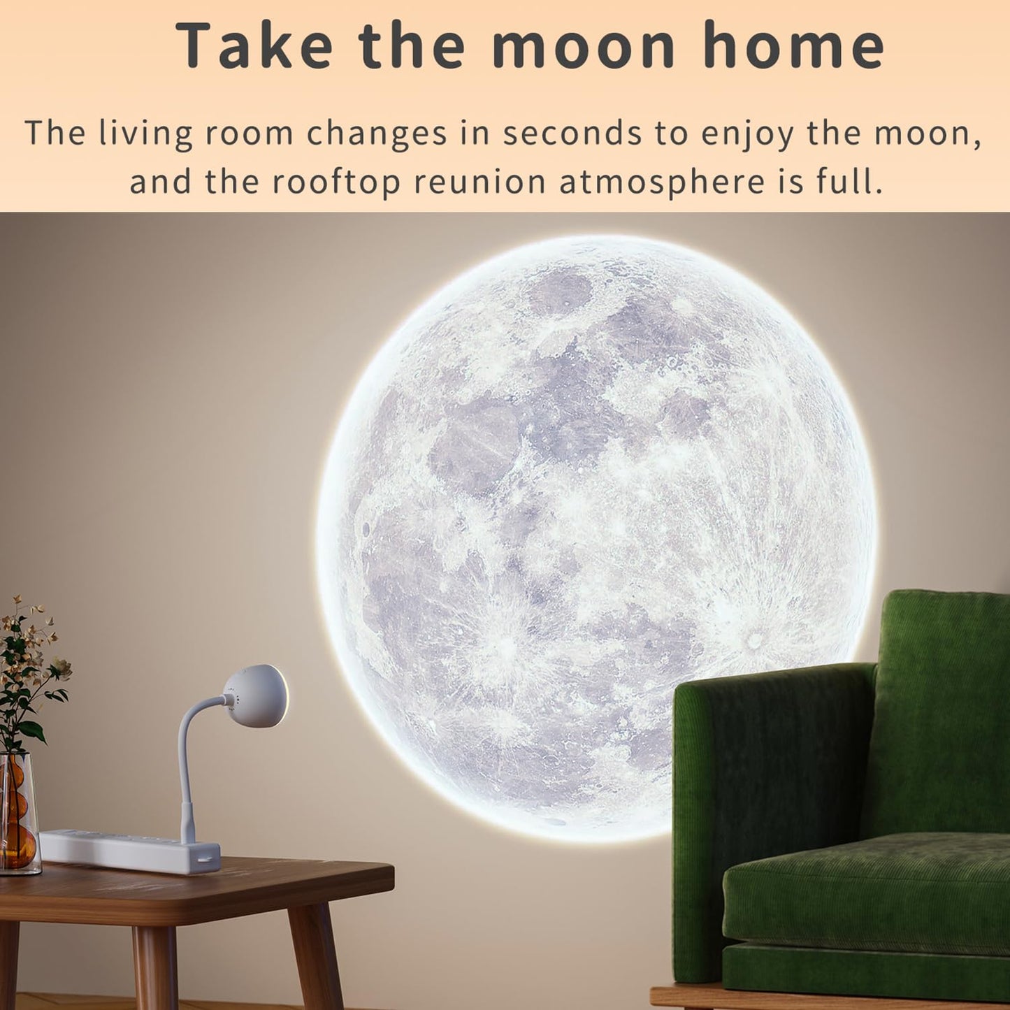 Aolllyyke AOLLLYYK Projection Night Light with Moon Pattern Projection Effect, Timing Function and Remote Control, USB Port, Suitable for Atmosphere