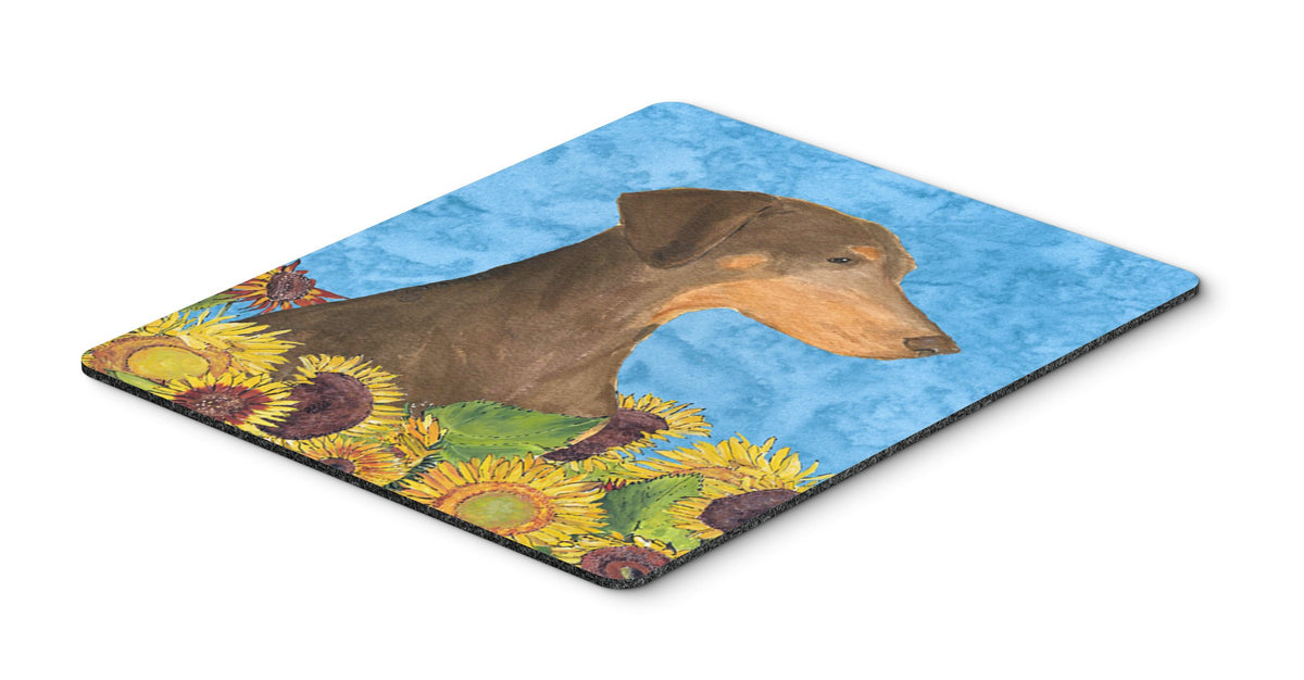 Caroline's Treasures SS4112MP Doberman in Summer Flowers Mouse Pad, Hot Pad or Trivet for Home Office Gaming Working Computers Laptop Mouse