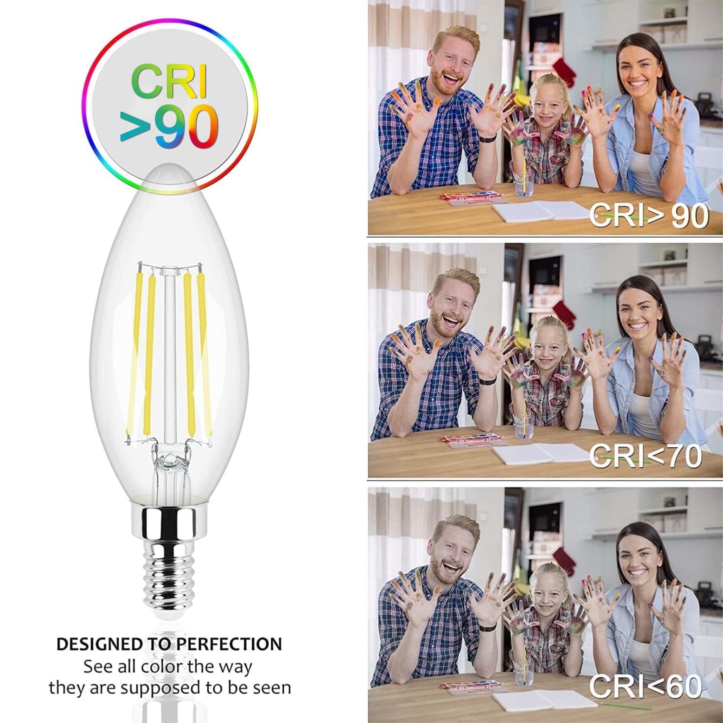 Honesorn 6 Pack Candelabra LED Bulb, E12 Small Light Bulbs 5000K Daylight