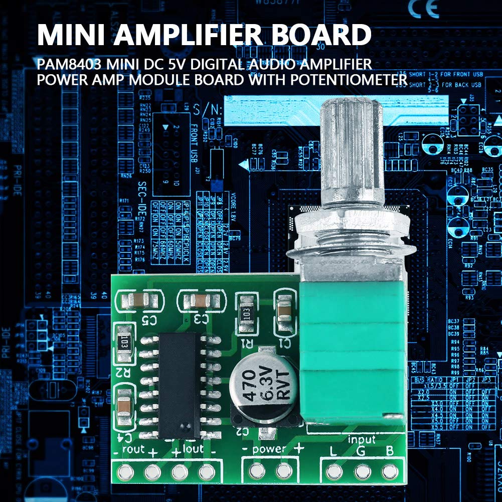 Digital Audio Amplifier Board PAM8403, 5V DC, 3W x 2 Output, Mini Size 3.5 x 3cm, 4 Pack