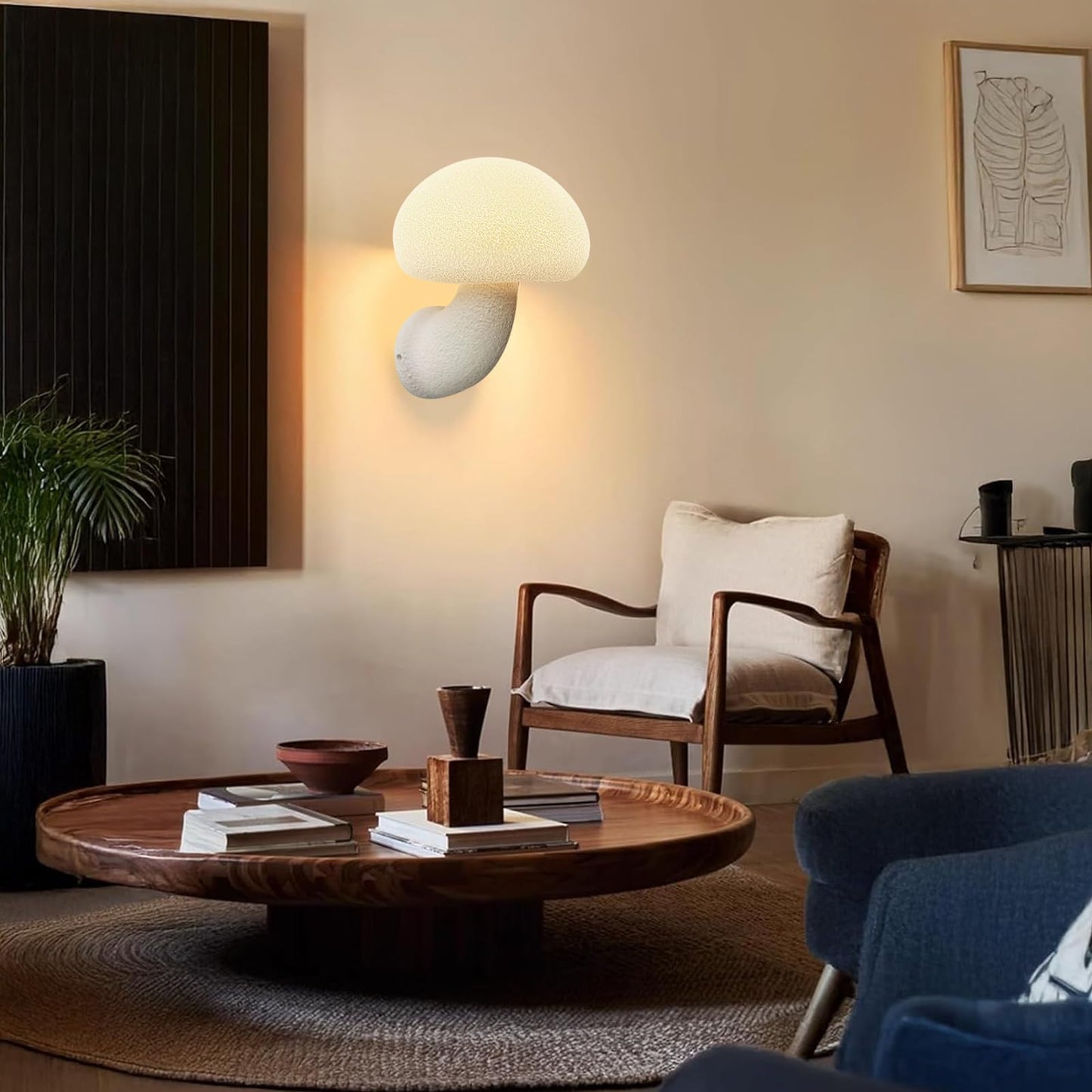 SANDYHA Mushroom Wall Sconce Modern White Mushroom Bathroom Wall Light Fixtures Cute White Resin Wall Lamp for Bedroom Mirror Living Room Restaurant