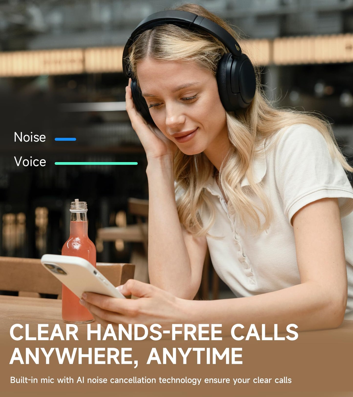 Edifier W800BT Pro Hybrid Active Noise Cancelling Headphones - Hi-Res Audio - AI Call Noise Cancellation - 45H Playtime - Fast Charging - Wireless