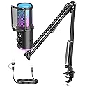 Gaming USB Microphone, Noise Cancellation Condenser Mic with Mute,Boom Arm Mic-Reverb Adjustment, Monitoring for Streaming, Podcasting, Discord