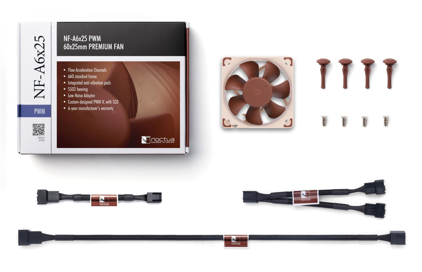 Noctua NF-A6x25 PWM, Premium Quiet Fan, 4-Pin (60mm, Brown)