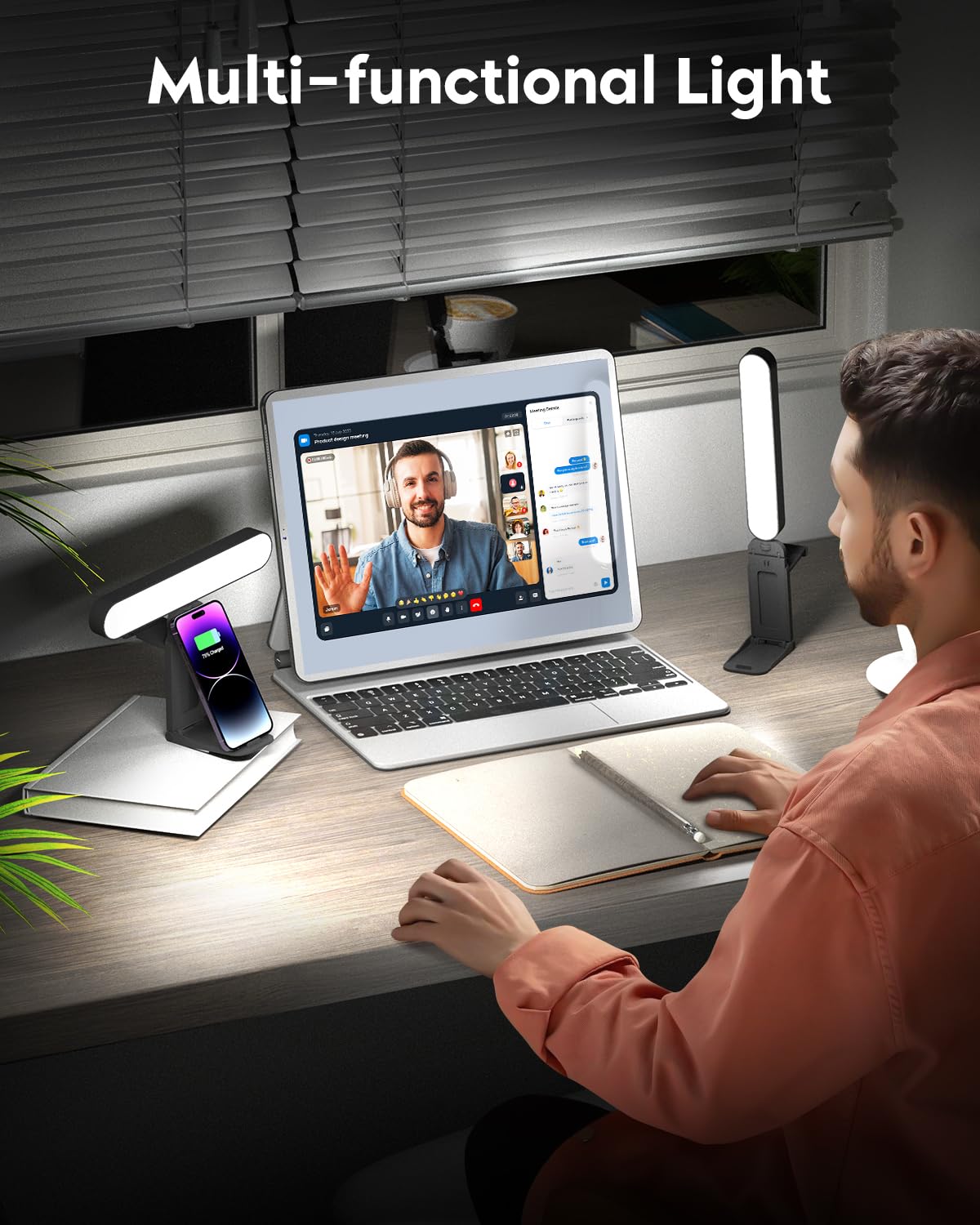 UBeesize Video Conference Lighting, LED Streaming Light for Video Calls, Webcam Light with Adjustable Monitor Mount, Zoom Lighting for Computer