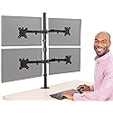 Stand Steady Clamp-On 4 Monitor Mount Desk Stand | Height Adjustable Quad Stand With Full Articulation VESA Mounts | Fits Most LCD/LED Monitors 13-32