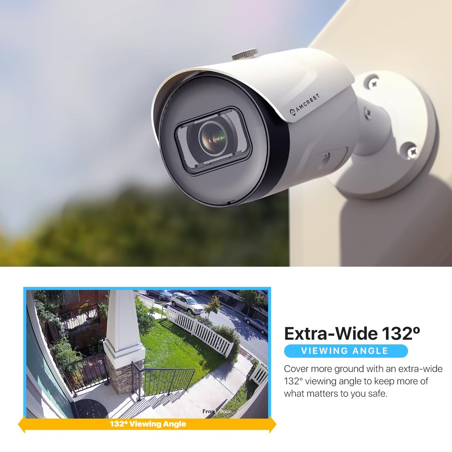 Amcrest 5MP Outdoor POE Camera 2592 x 1944p Bullet IP Security Camera, IP67, 132° Viewing Angle, Human & Vehicle Detection, Tripwire & Intrusion
