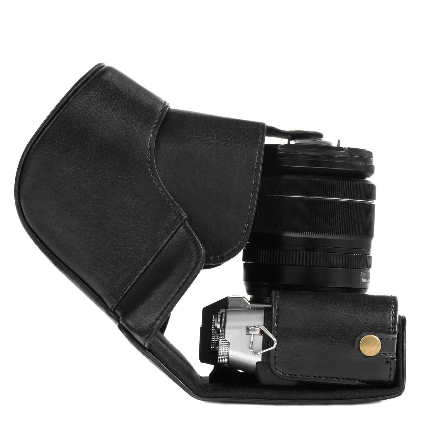 MegaGear MG981 Ever Ready Leather Camera Case and Strap for Fujifilm X-T30, X-T20, X-T10 (16-50mm / 18-55mm Lenses) - Black