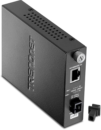 TRENDnet Intelligent 100Base-TX to 100Base-FX Dual Wavelength Single Mode SC Fiber Media Converter (20 km/12.4 Miles),Fiber Port, RJ-45, Fiber