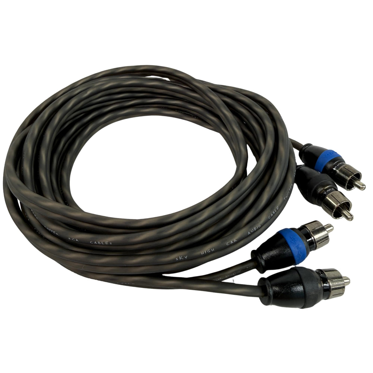 Sky High Car Audio 2 Channel Twisted 12 ft RCA Cables Coated 12' OFC