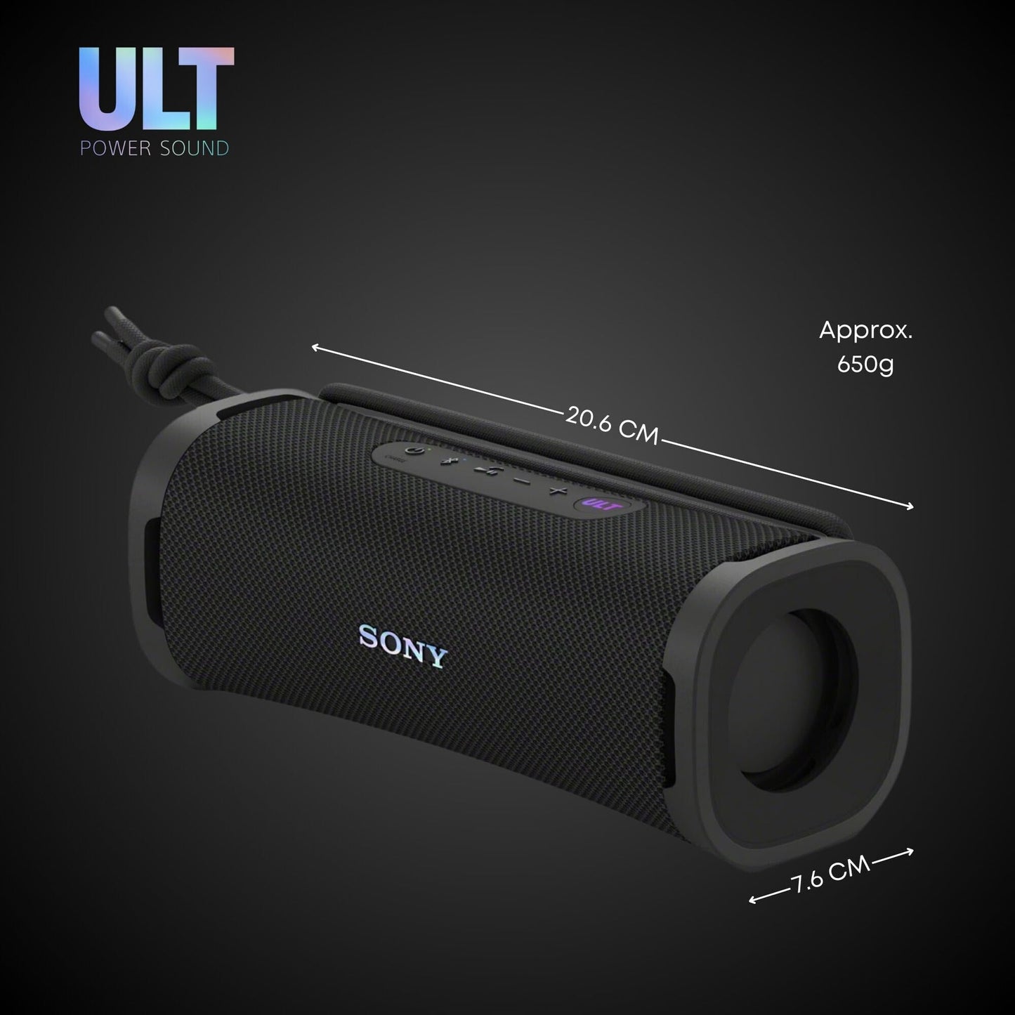 Sony ULT Field 1 Bluetooth Wireless Portable Speaker with Echo Canceling Technology (Black) Bundle with 12kN Heavy Duty Carabiner with Locking Clip