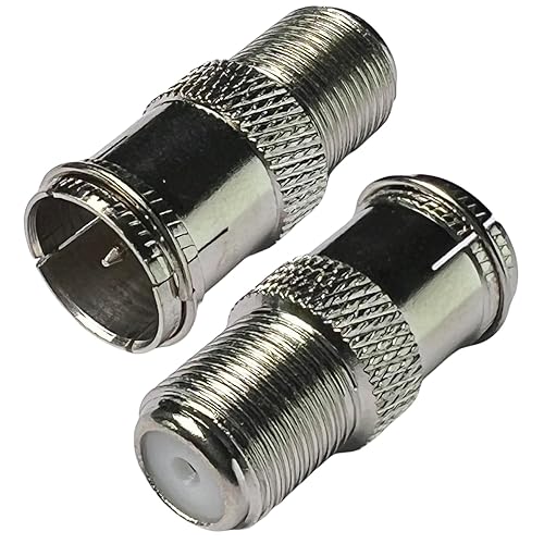 CESS F Type Female to Quick Push On Male Coax Adapter, Screw TV Antenna Connector, Silver, 2 Pack
