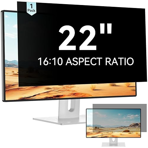 Mamol 22 Inch Computer Privacy Screen Filter for 16:10 Aspect Ratio Widescreen Monitor - Removable Anti Glare Blue Light Filter, Anti-Scratch Privacy
