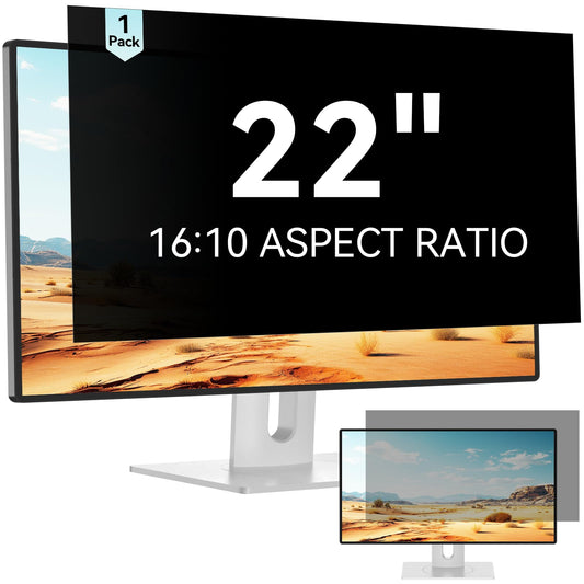 Mamol 22 Inch Computer Privacy Screen Filter for 16:10 Aspect Ratio Widescreen Monitor - Removable Anti Glare Blue Light Filter, Anti-Scratch Privacy