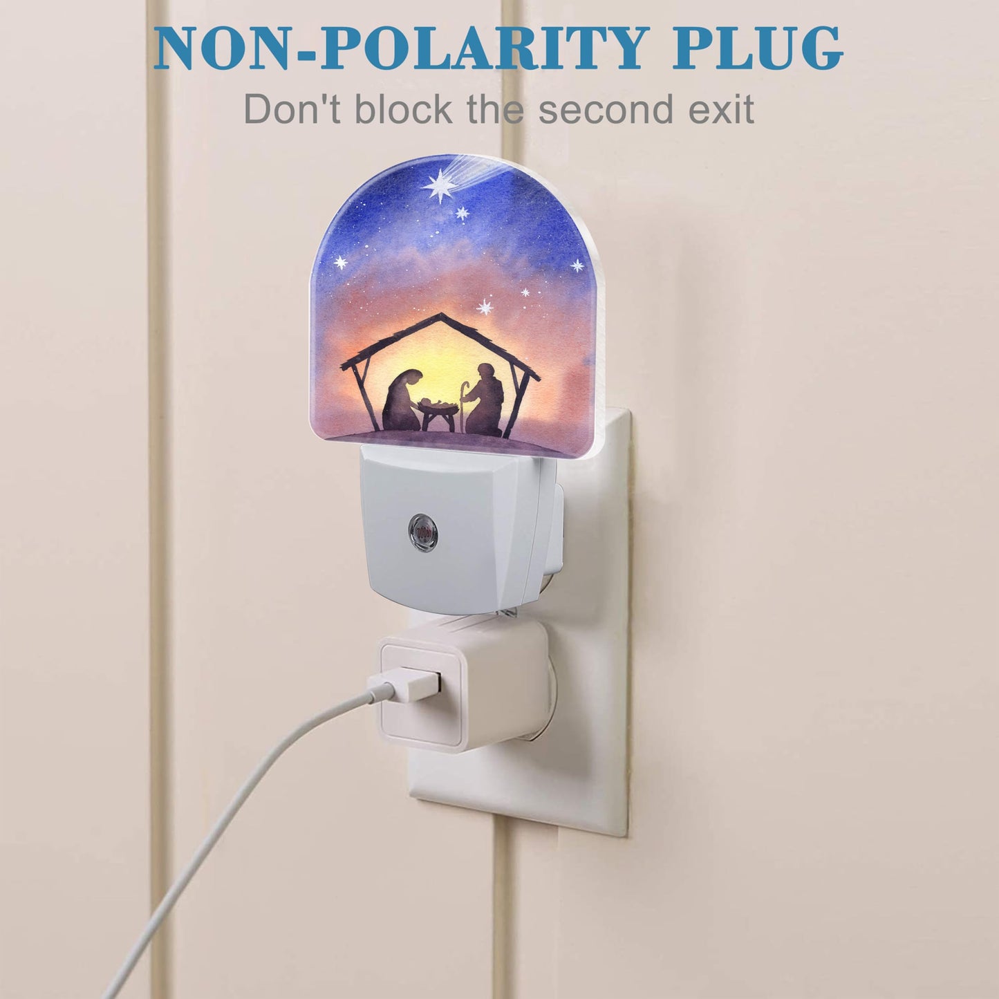Uiaoiais Night Light Plug into Wall Birth of Jesus in Bethlehem Night Light with Dusk to Dawn Sensor Night Light for Kid Girls Boys Women Men Room