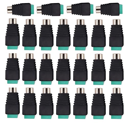 25Pcs RCA Plugs Cable Audio Adapter Screws Phono RCA Female Plug to AV Screw Terminal Audio Video Connector Adapter Wire RCA Adapte for Speaker Wire