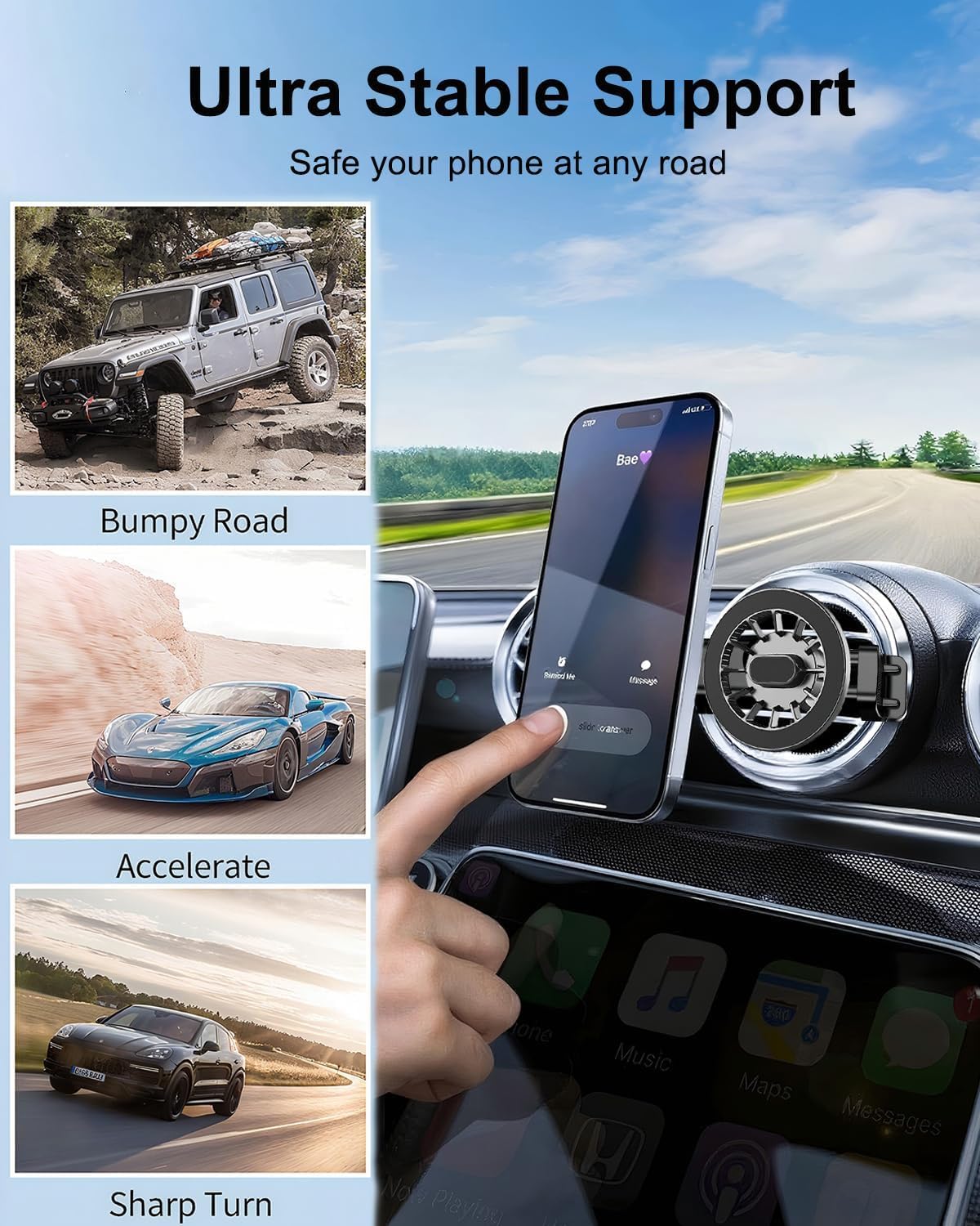 dlfcizlsl MagSafe Car Mount for Mercedes-Benz, Round Air Vent Holder with Strong Magnet, Compatible with Mercedes Benz GLC, C, E, B, A-Class